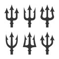 Trident Silhouette Set on White Background. Vector Royalty Free Stock Photo