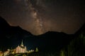 The Trient Eglise Rose church in the Swiss Alps at night with a sky full of stars Royalty Free Stock Photo