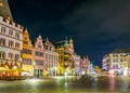 TRIER, GERMANY, AUGUST 14, 2018: Night view of Hauptmarkt square in trier, Germany