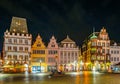 TRIER, GERMANY, AUGUST 14, 2018: Night view of Hauptmarkt square in trier, Germany