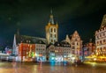 TRIER, GERMANY, AUGUST 14, 2018: Night view of Hauptmarkt square in trier, Germany