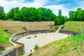 TRIER, GERMANY, AUGUST 14, 2018: People strolling through old roman amphitheater in Trier, Germany