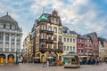 TRIER, GERMANY, AUGUST 14, 2018: Sunset view of Hauptmarkt square in trier, Germany