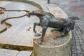 Horse Sculpture detail of Water Clock Fountain (Wasseruhrbrunnen) at Willy-Brandt-Platz Square - Trier, Germany