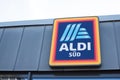 Sign of the supermarket chain Aldi, city of Trier, 10.10.2021, Germany
