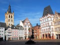 Trier, Hauptmarkt, square with half-timbered houses and church Royalty Free Stock Photo