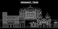 Trier silhouette skyline. Germany - Trier vector city, german linear architecture, buildings. Trier travel illustration