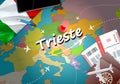 Trieste city travel and tourism destination concept. Italy flag