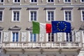 Trieste. Italian and United Europe flags.