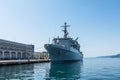 Trieste ,Italy, August 8, 2017: Hs Prometheus A-374 General Support Ship Etna type. Is an auxiliary ship, moored at pier of the Royalty Free Stock Photo