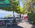 Trieste, Italy, Barcola free beach, bathing spot beloved by tour