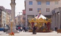 Trieste, Italy - Exchange Square (Piazza della Borsa) with merry