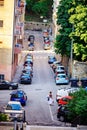 TRIESTE, ITALY - 21 JULY 2013: street view with many parked cars Royalty Free Stock Photo