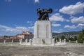 Trieste / ITALY - June 23, 2018: Famous statue Monumento ai Caduti della I Guerra Mondiale next the castle di San Giusto