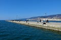 Trieste, Italy - March 5 2023: Molo Audace pier in the port city of Trieste