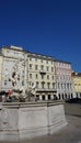 Trieste, Italy - October 1, 2023: Trieste, Italy - Neptune sculpture in the famous Piazza della Borsa Exchange Square