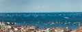 Trieste, Italy. Over 2000 of sails boat in the Adriatic sea during the Barcolana regatta 2017. The Biggest sail boat regata in the Royalty Free Stock Photo