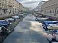 Trieste, Italy small boats in a river downtown