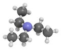 Triethylamine organic base molecule. 3D rendering. Atoms are represented as spheres with conventional color coding: hydrogen ( Royalty Free Stock Photo