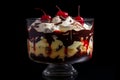 Trifle dessert layered in glass. Generate Ai