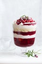 Trifle. Festive layered dessert in glass.