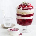 Trifle. Festive layered dessert in glass. Royalty Free Stock Photo