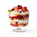 Delicious Trifle Dessert On White Background