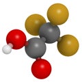 Trifluoroacetic acid TFA molecule, chemical structure. Highly corrosive liquid acid that is often used as a solvent or reagent. Royalty Free Stock Photo