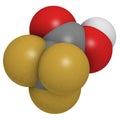 Trifluoroacetic acid TFA molecule, chemical structure. Highly corrosive liquid acid that is often used as a solvent or reagent. Royalty Free Stock Photo