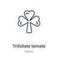 Trifoliate ternate outline vector icon. Thin line black trifoliate ternate icon, flat vector simple element illustration from