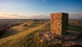 Trig point overlooking Warwickshire countryside Royalty Free Stock Photo