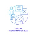 Trigger confirmation bias blue gradient concept icon