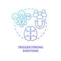 Trigger strong emotions concept blue gradient icon