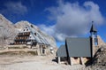 Kredarica mountain hut and the chapel dedicated to Our Lady of the Snows in Slovenia.