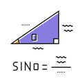 trigonometry math science education color icon vector illustration