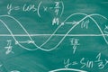 Trigonometry. School Chalkboard Function graphs Math lesson.