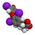 triiodothyronin hormone molecule, chemical structure