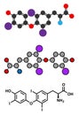 Triiodothyronine (T3, liothyronine) thyroid hormone molecule. Pituitary gland hormone. Also used as drug to treat hypothyroidism Royalty Free Stock Photo