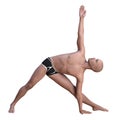 Trikonasana pose bald man isolated