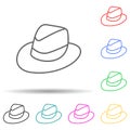 Trilby hat multi color set icon. Simple thin line, outline vector of hats icons for ui and ux, website or mobile application