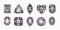 Trilliant trillion, Navette, Heart shaped, Cushion,Pear tear, Fine round Brilliant and other variety gemstone cuts shapes