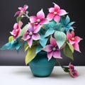 Trillium Arrangement: Blue And Pink Iris Vase With 3d Paper Flowers