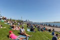 Trillium Park packed with people waiting for the Canadian International Airshow to begin during Labour Day weekend