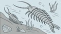 Trilobite fossil, ancient fossil, prehistoric creature, and extinct life vector design Generative AI