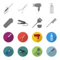 Trim, hair coloring, comb, straightener. Hairdresser set collection icons in monochrome,flat style vector symbol stock