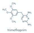 Trimethoprim antibiotic drug molecule. Skeletal formula.