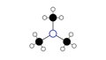 trimethylamine molecule, structural chemical formula, ball-and-stick model, isolated image trimethylated derivative of ammonia