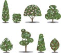 Trimmed tree bush collection Stylized Vectors