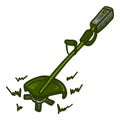 Trimmer grass cutter icon, hand drawn style