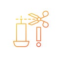 Trimming candle wick gradient linear vector manual label icon